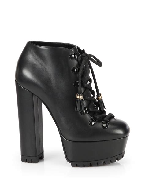 gucci kayla lace-up leather platform ankle boots|Gucci ladies boots.